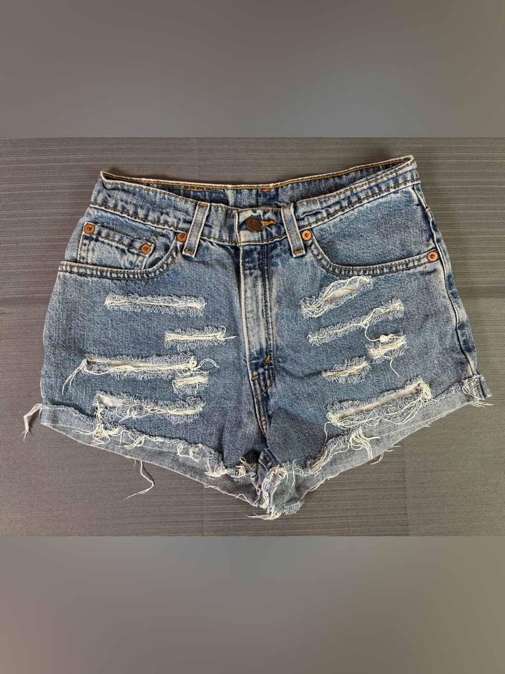 Vintage 1998 Levi’s Distressed Denim Shorts Women’s 26” Waist 100% Cotton Cutoff